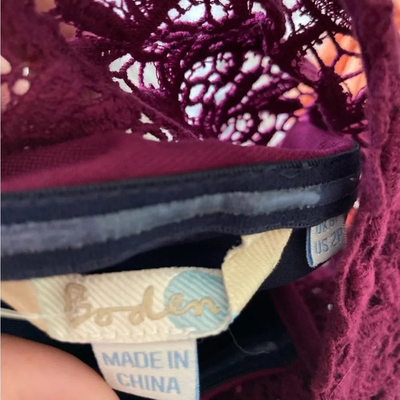 BODEN Lisa Lace Fit & Flare Ponte Knit Mini Dress Size 2P Purple Plum - Picture 7 of 9